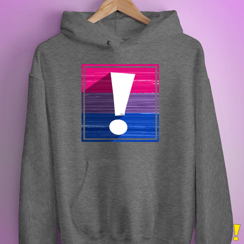 Bisexual Pride Flag Exclamation Point Hoodie - Grey Heather